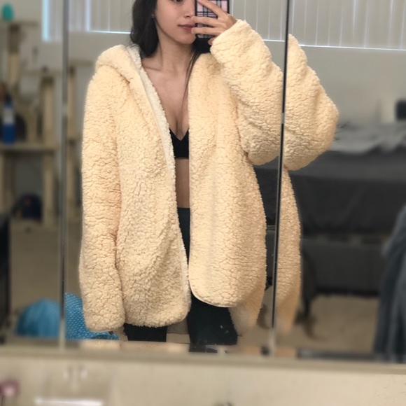 uo reversible teddy coat